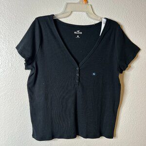 V neck Hollister black ripped top